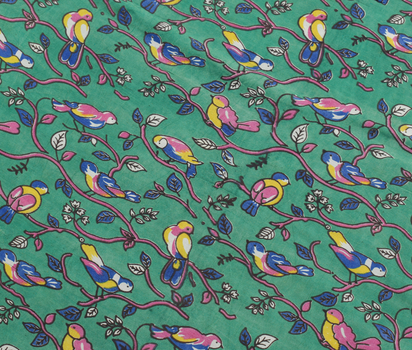 Sushila Vintage Green Saree 100% Pure Cotton Kalamkari Printed Soft Craft Fabric