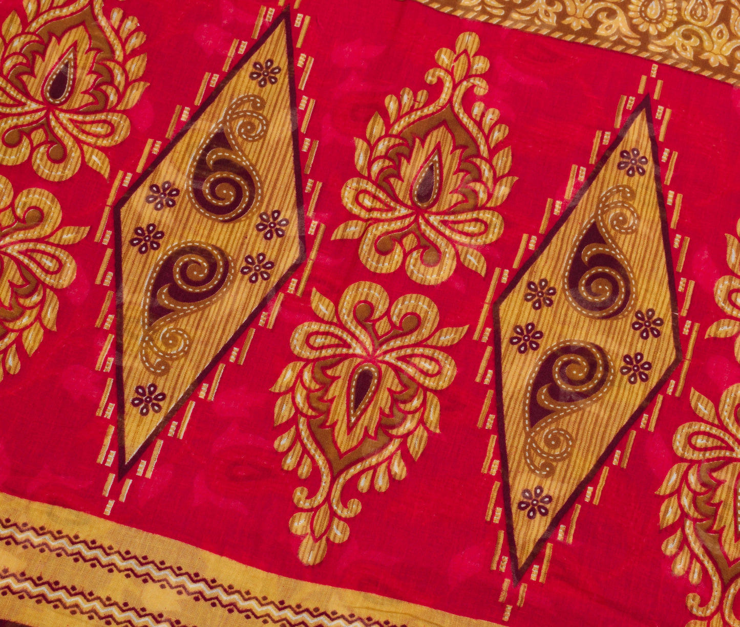 Sushila Vintage Purple  Saree 100% Pure Cotton Printed Paisley Soft Craft Fabric