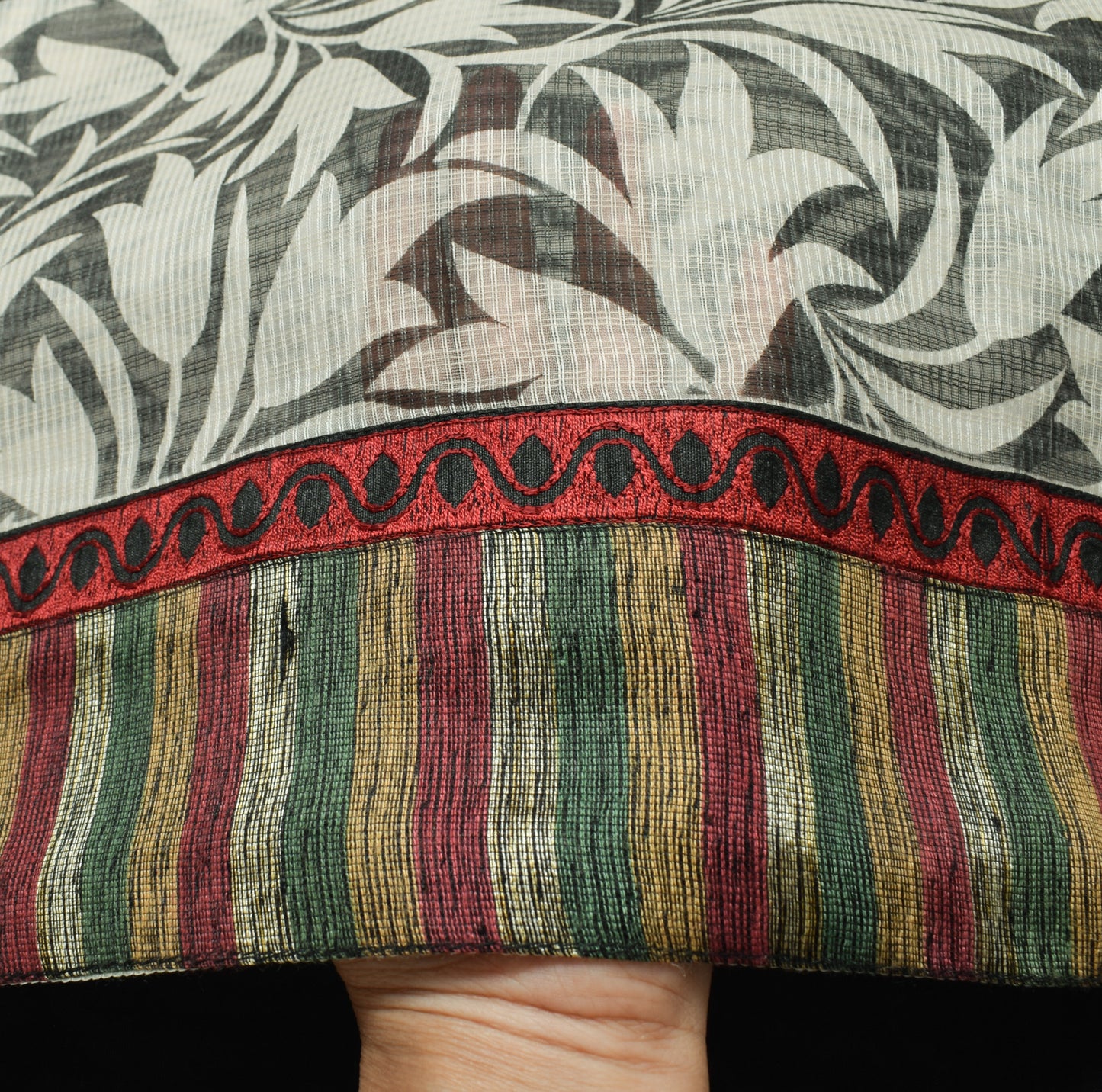 Sushila Vintage Black Indian Saree 100% Pure Cotton Printed Floral Craft Fabric