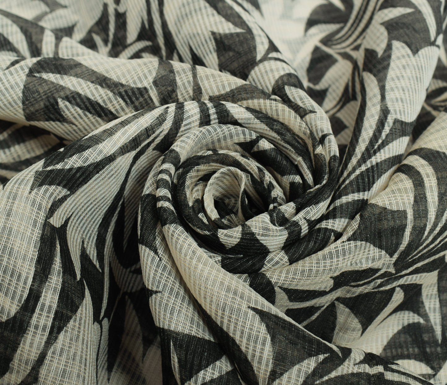 Sushila Vintage Black Indian Saree 100% Pure Cotton Printed Floral Craft Fabric