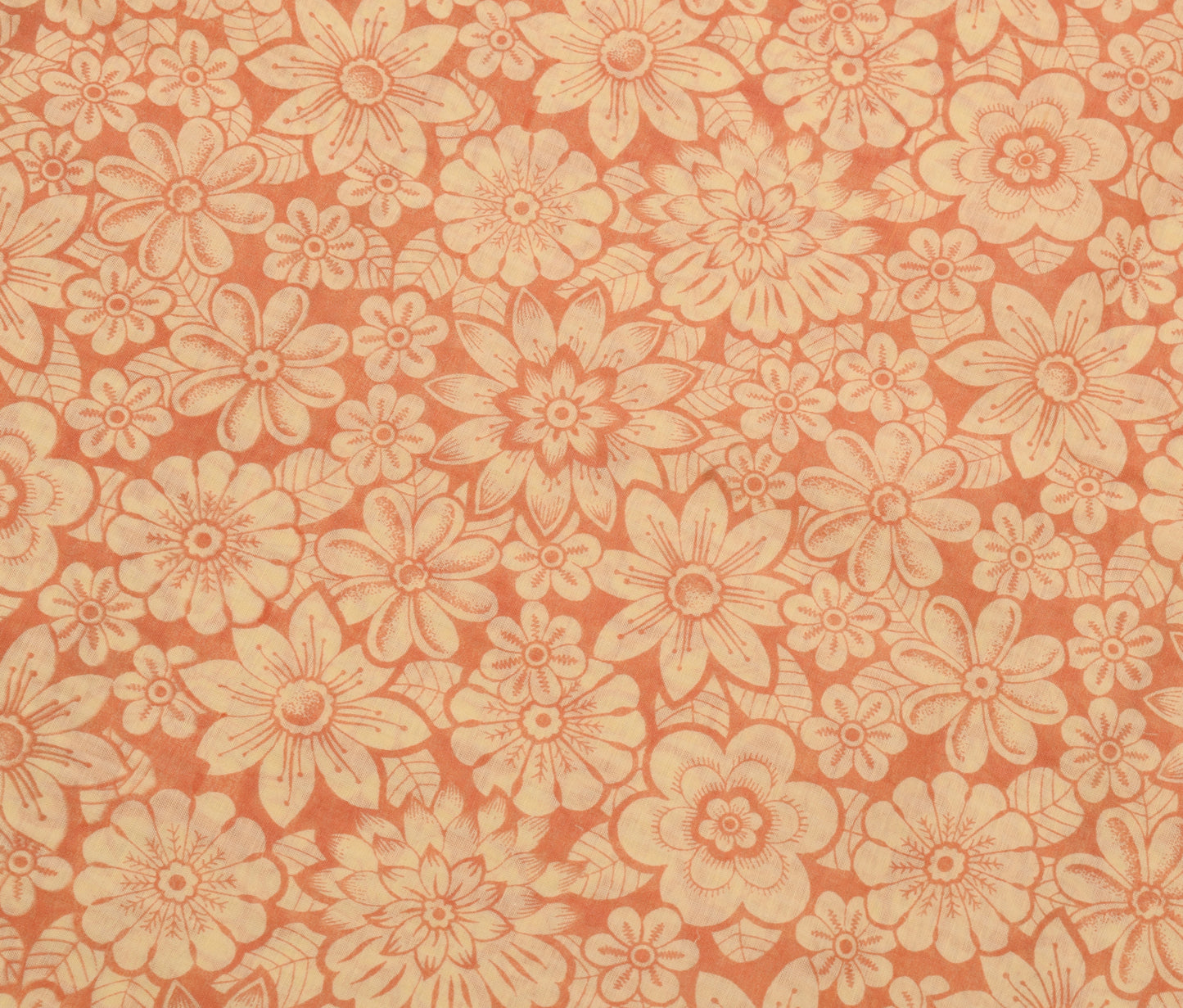 Sushila Vintage Peach Floral Indian Saree Blend Cotton Printed 5 YD Craft Fabric