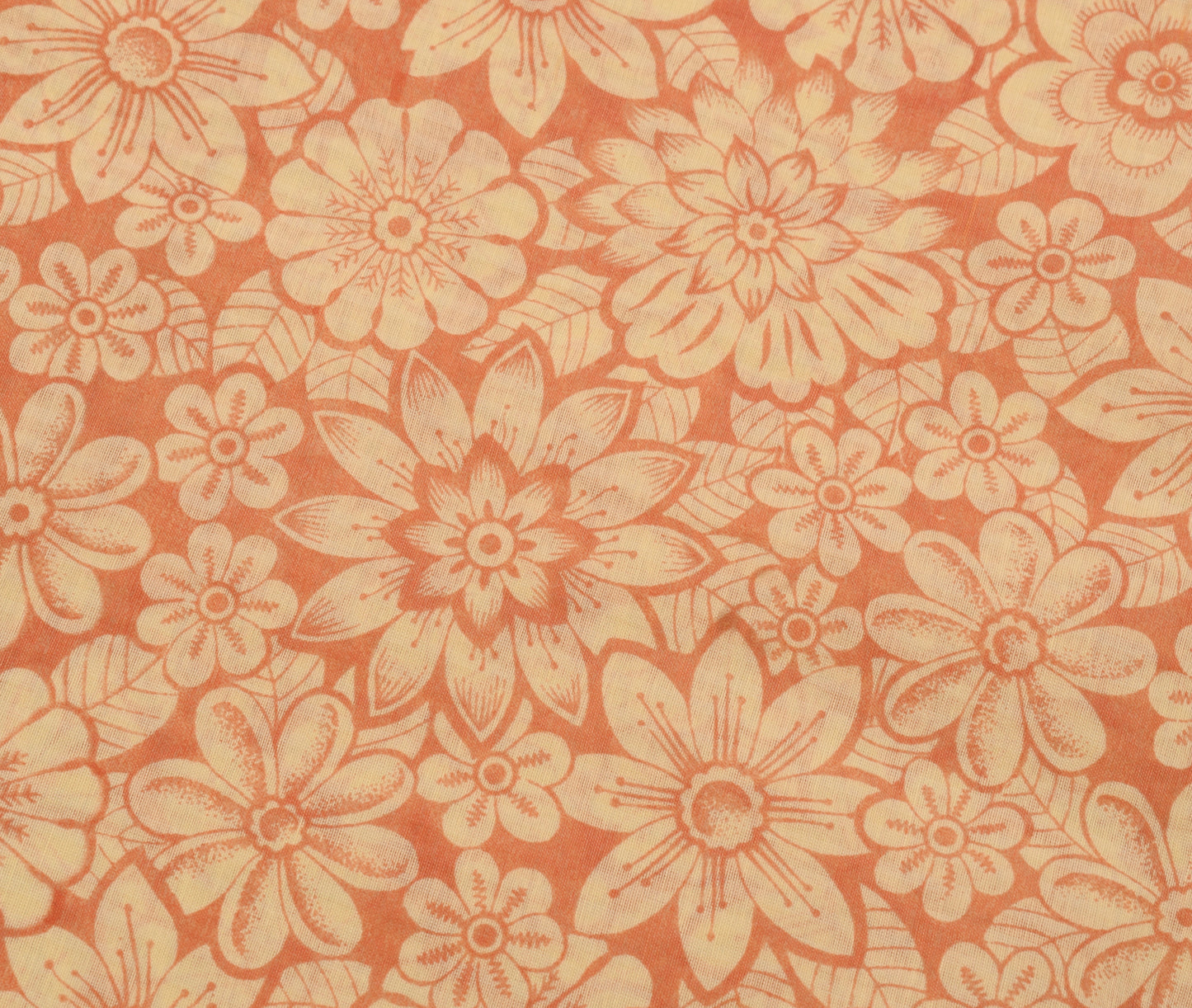 Sushila Vintage Peach Floral Indian Saree Blend Cotton Printed 5 YD Craft Fabric