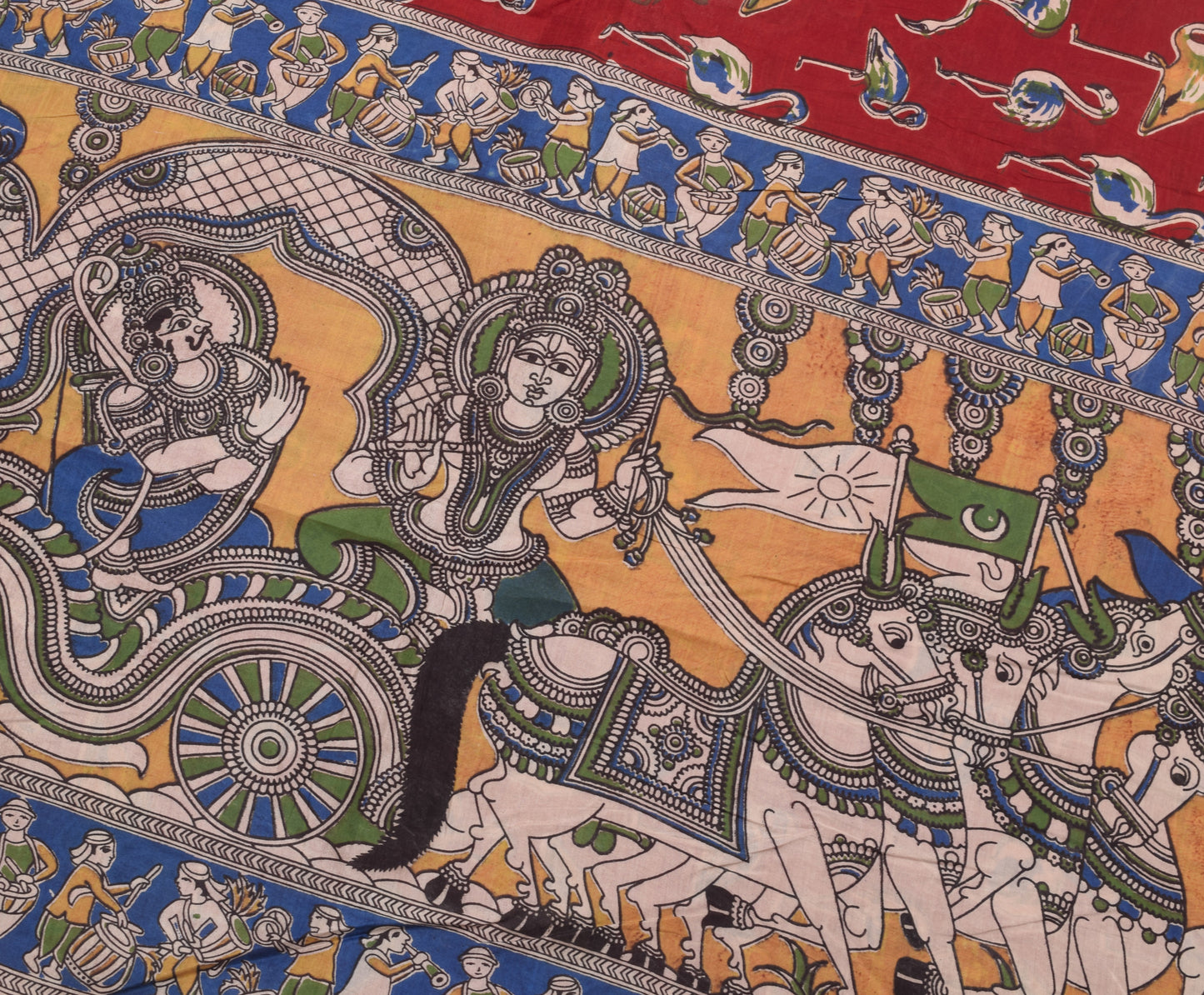Sushila Vintage Saree 100% Pure Cotton Maroon Kalamkari Printed 5 YD Soft Fabric