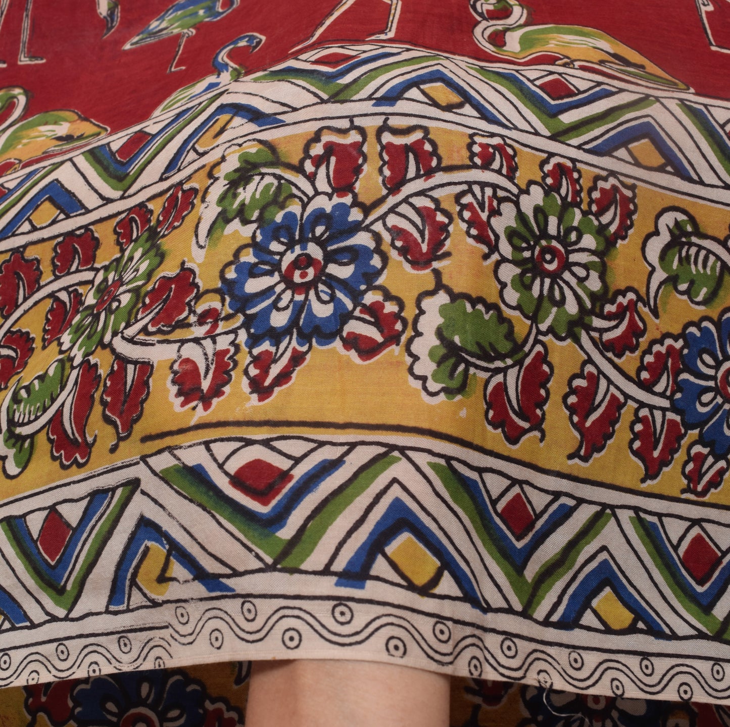 Sushila Vintage Saree 100% Pure Cotton Maroon Kalamkari Printed 5 YD Soft Fabric
