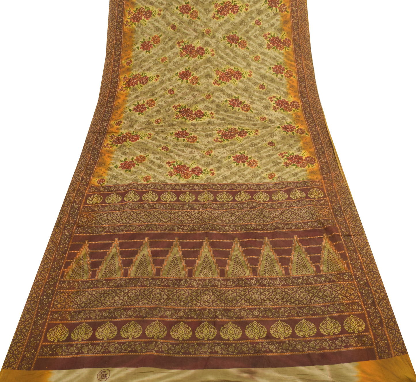 Sushila Vintage Green Floral Indian Saree 100% Pure Cotton Printed Craft Fabric