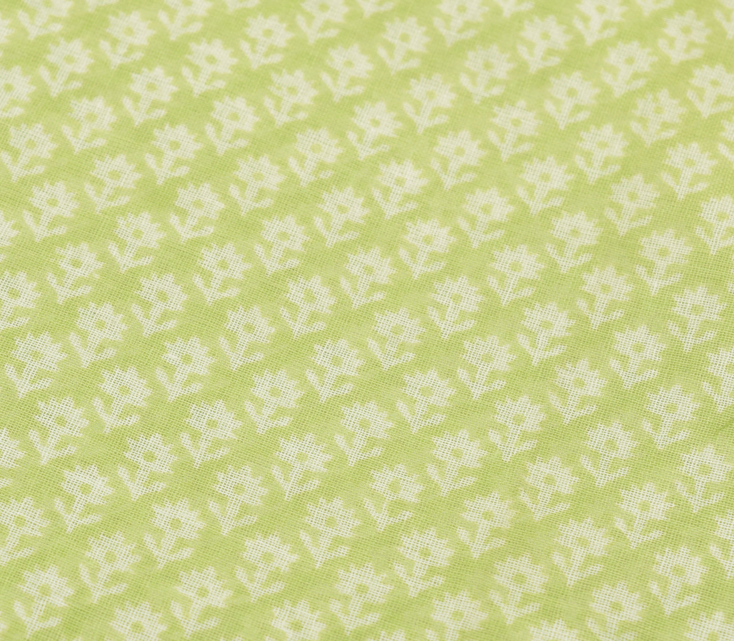 Sushila Vintage Indian Saree 100% Pure Cotton Green Floral Printed Craft Fabric