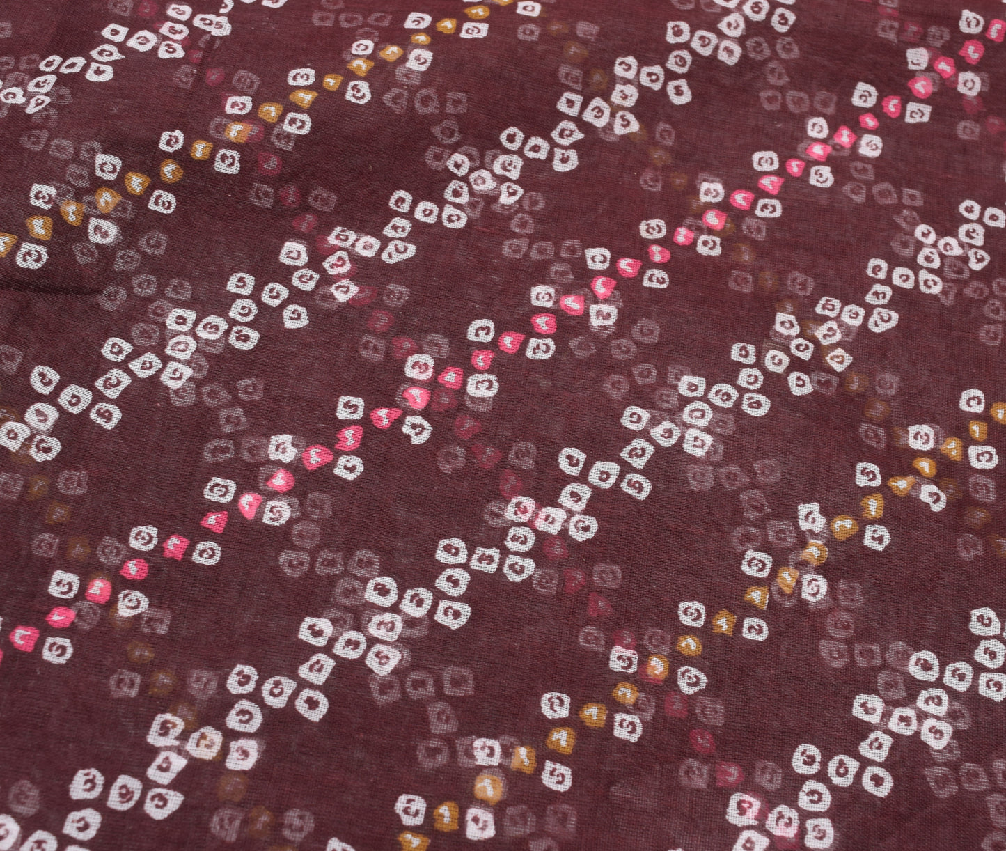 Sushila Vintage Saree 100% Pure Cotton Dark Brown Bandhani Printed Craft Fabric