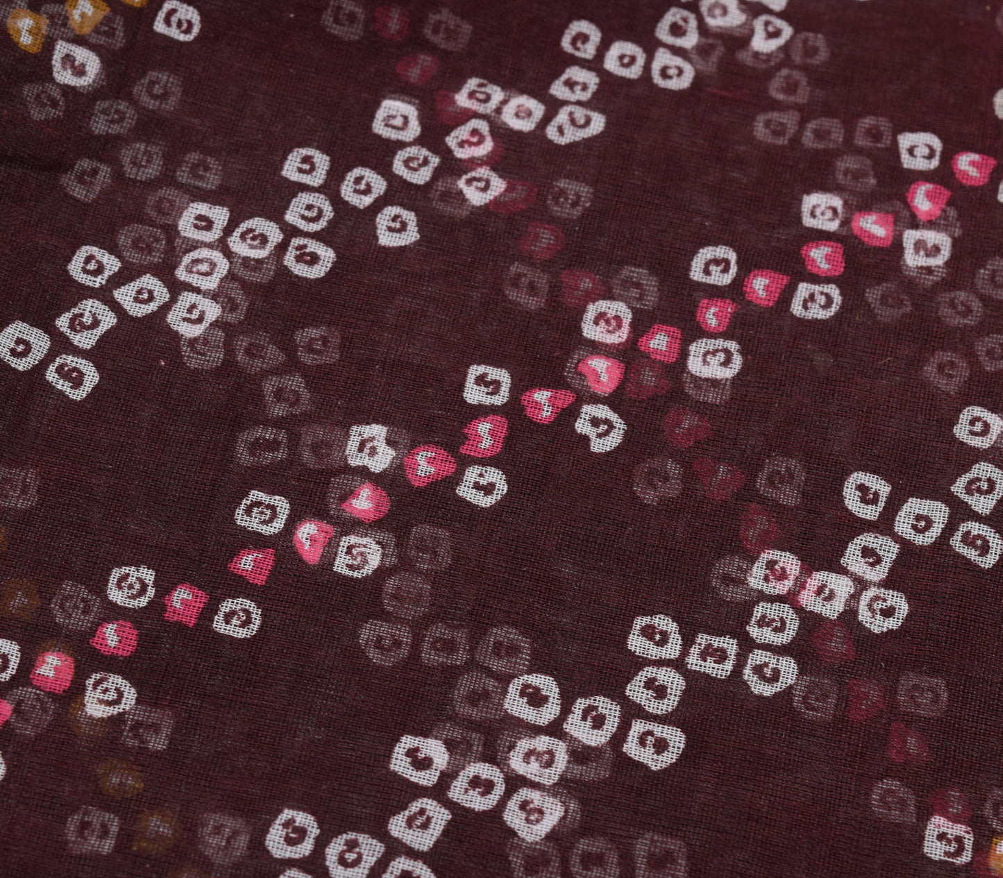 Sushila Vintage Saree 100% Pure Cotton Dark Brown Bandhani Printed Craft Fabric