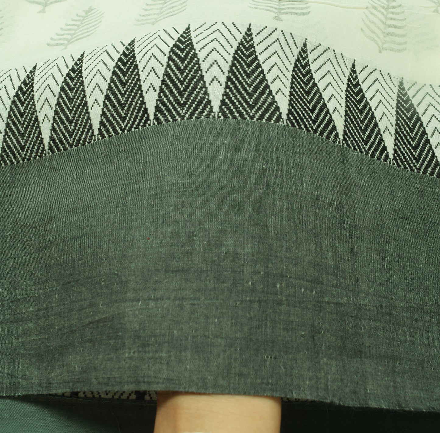 Sushila Vintage White Saree 100% Pure Cotton Floral Woven & Printed Craft Fabric