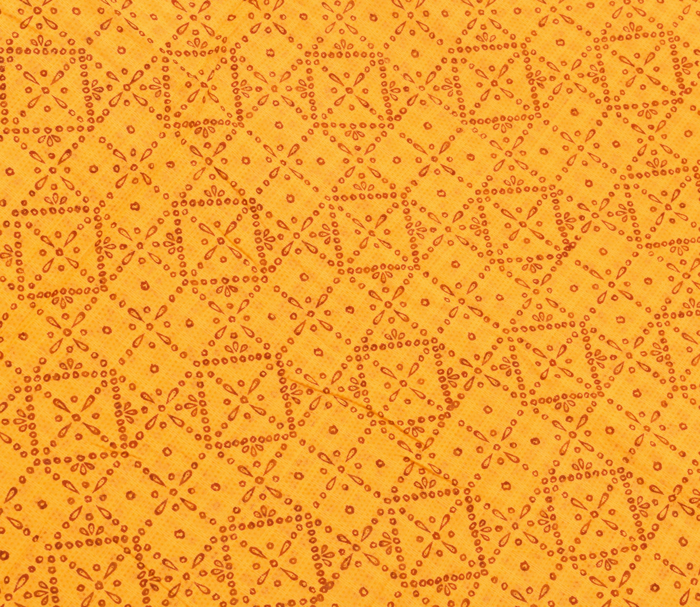 Sushila Vintage Orange Soft Saree 100% Pure Cotton Bandhani Printed Craft Fabric