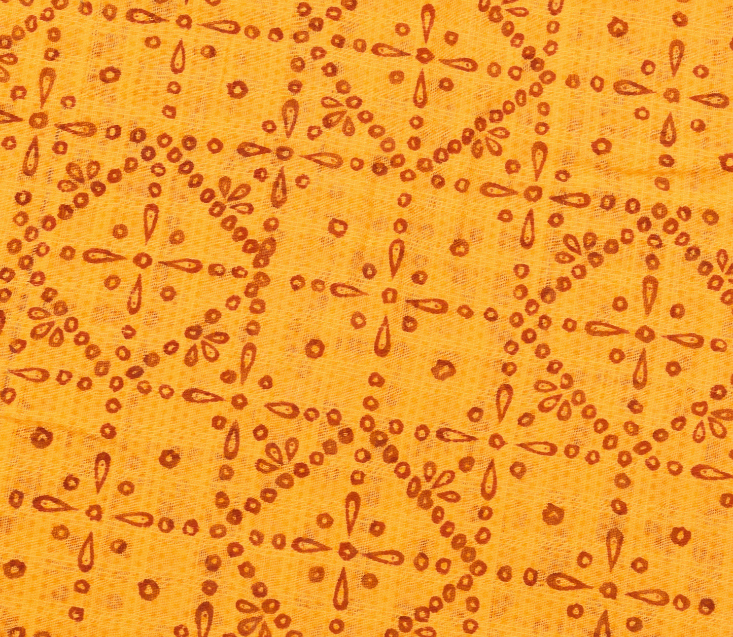 Sushila Vintage Orange Soft Saree 100% Pure Cotton Bandhani Printed Craft Fabric