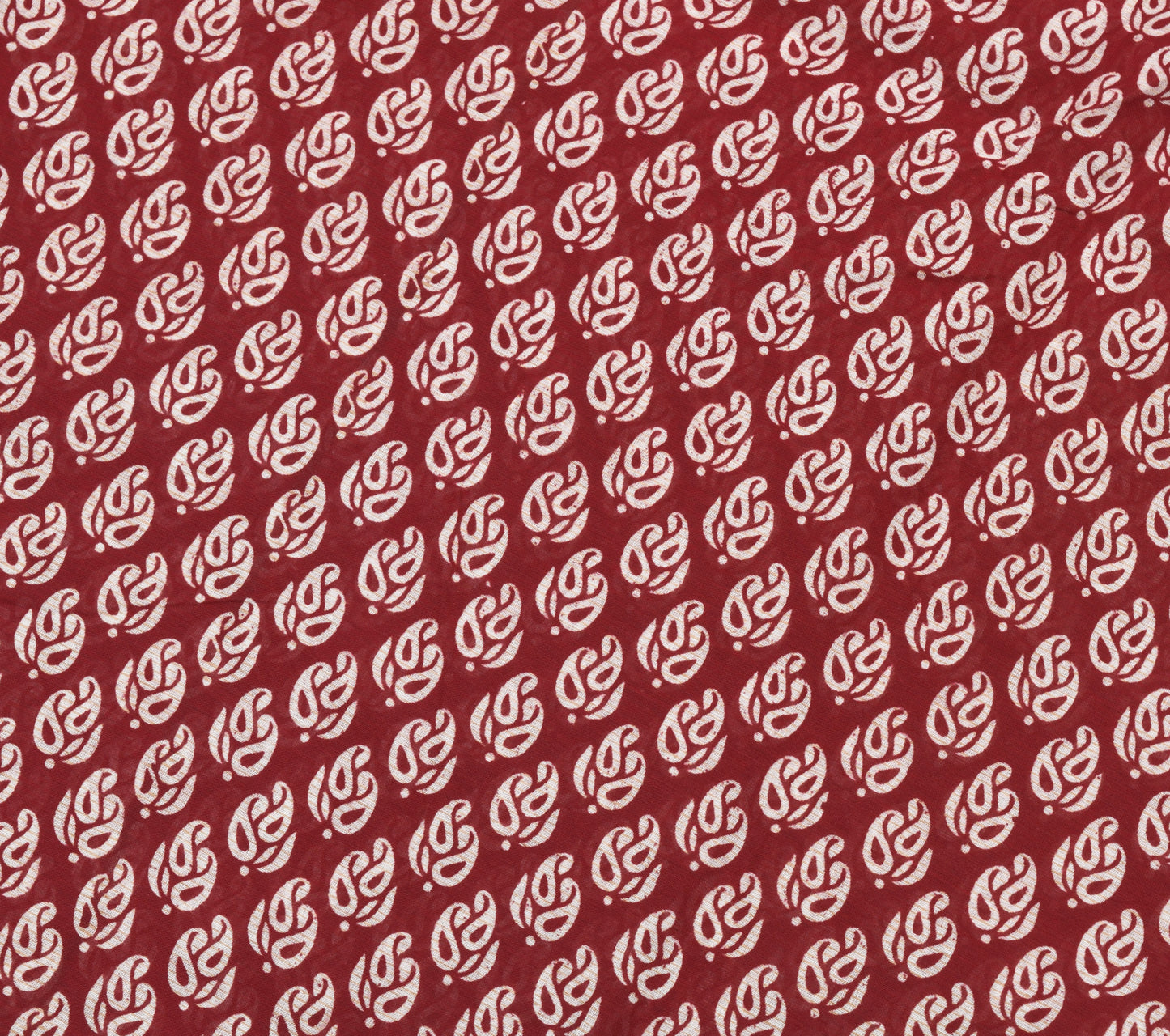 Sushila Vintage Maroon Saree 100% Pure Cotton Printed Paisley 5 YD Craft Fabric