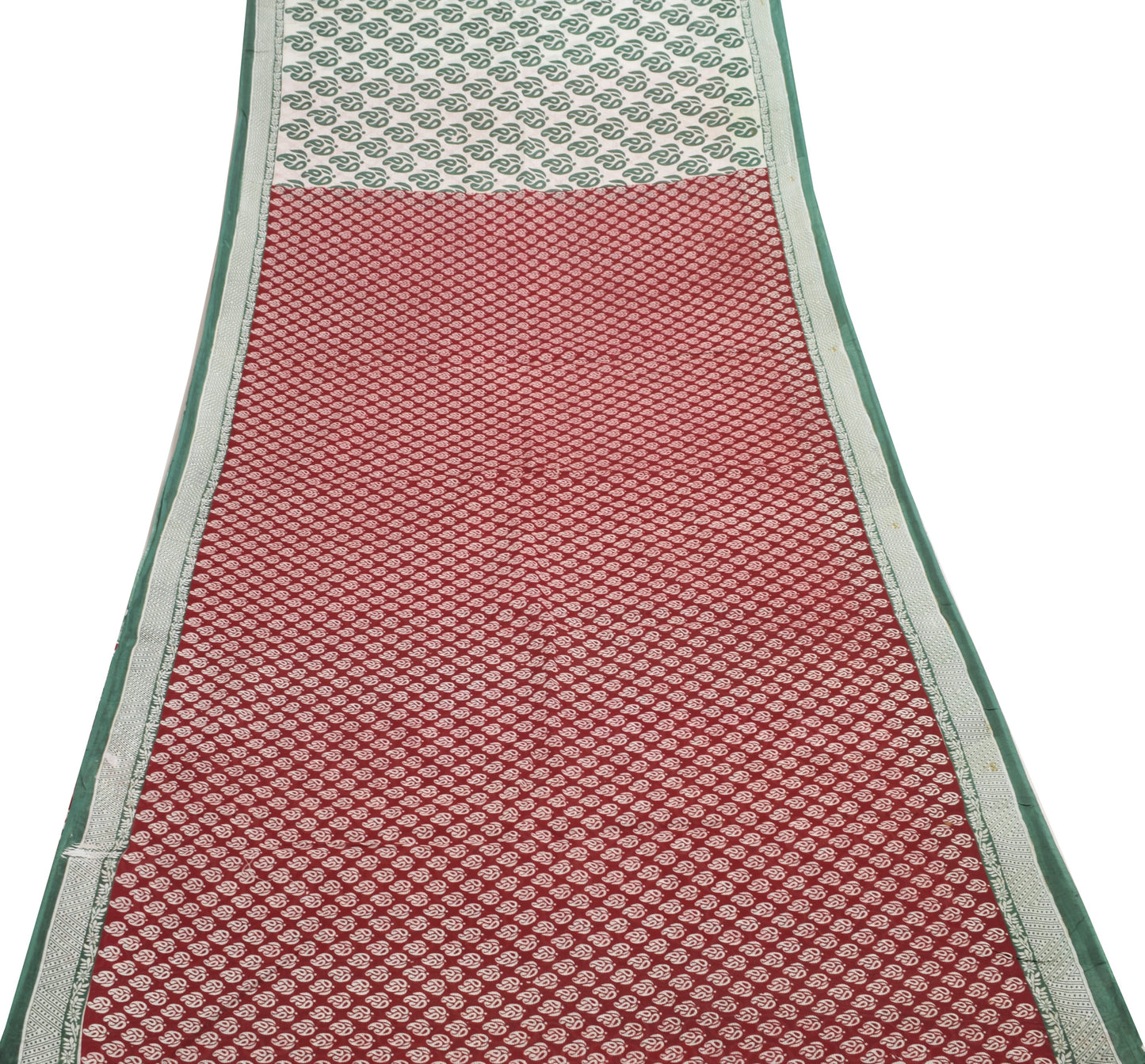 Sushila Vintage Maroon Saree 100% Pure Cotton Printed Paisley 5 YD Craft Fabric