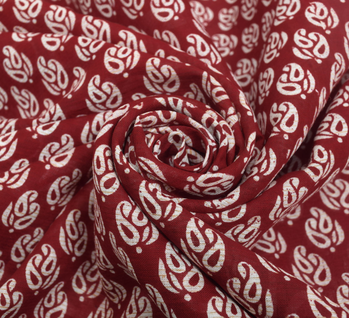Sushila Vintage Maroon Saree 100% Pure Cotton Printed Paisley 5 YD Craft Fabric