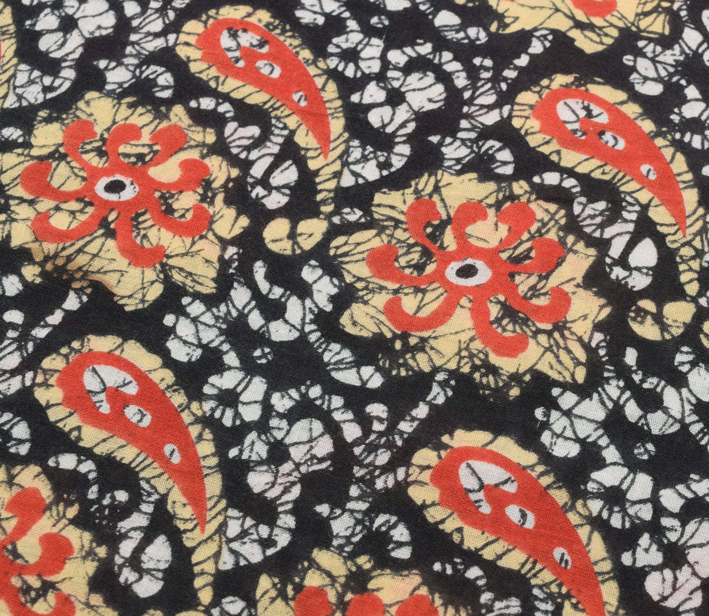Sushila Vintage Saree 100% Pure Cotton Black Batik Printed Soft Craft Fabric