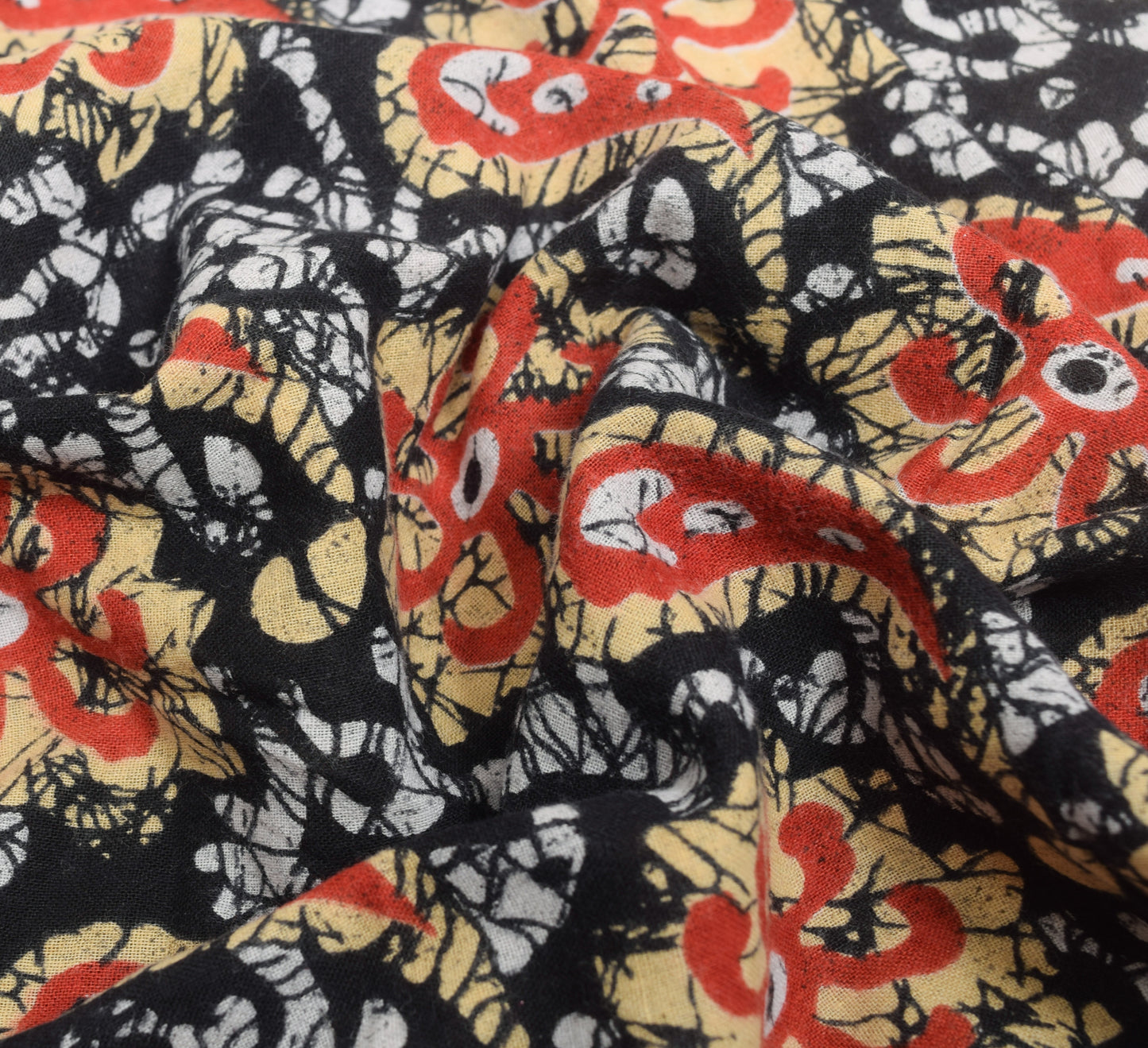 Sushila Vintage Saree 100% Pure Cotton Black Batik Printed Soft Craft Fabric