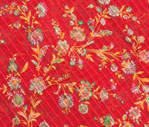 Sushila Vintage Red Floral Saree 100% Pure Cotton Printed Soft Craft Fabric