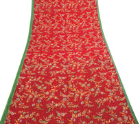 Sushila Vintage Red Floral Saree 100% Pure Cotton Printed Soft Craft Fabric
