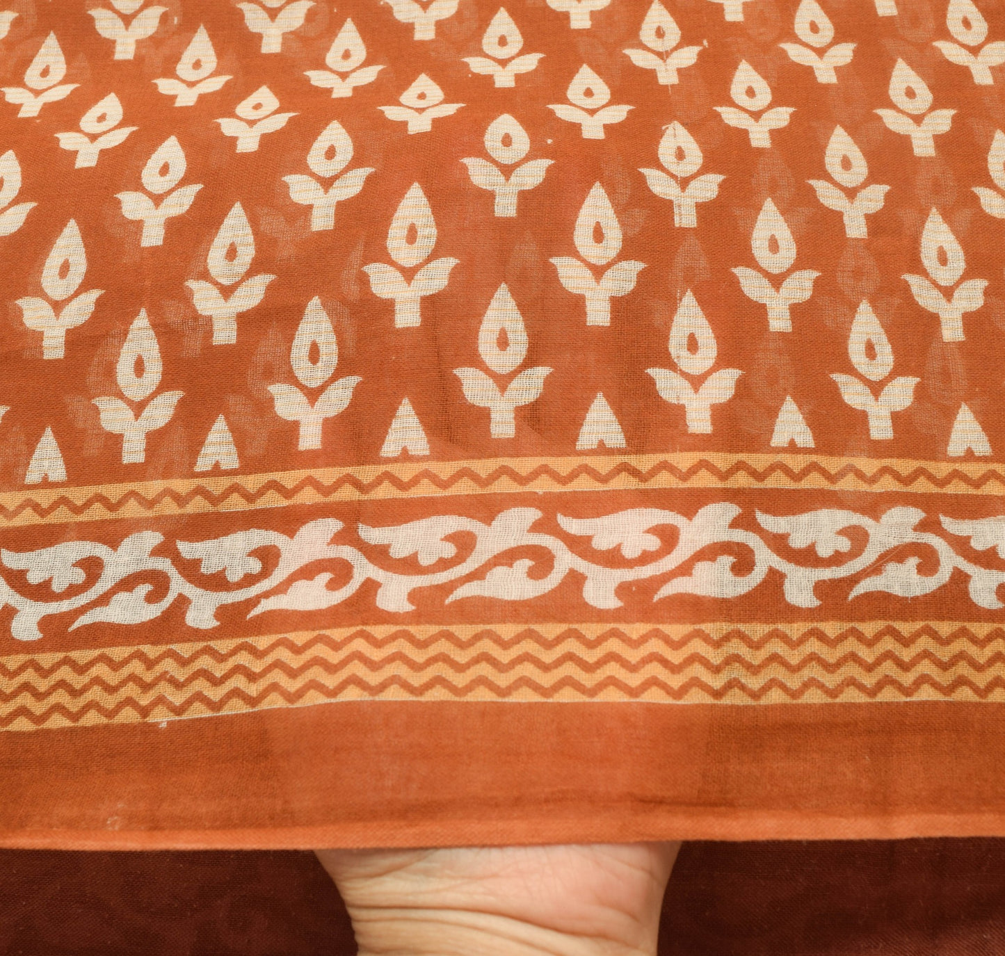 Sushila Vintage Brown Floral Saree 100% Pure Cotton Printed Soft Craft Fabric