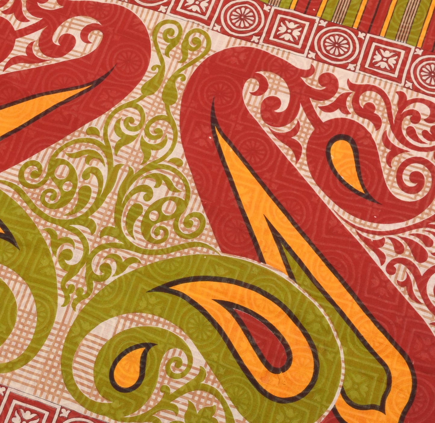 Sushila Vintage Red Floral Saree Pure Cotton Daily Wear Printed Craft Fabric