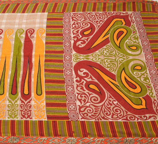 Sushila Vintage Red Floral Saree Pure Cotton Daily Wear Printed Craft Fabric