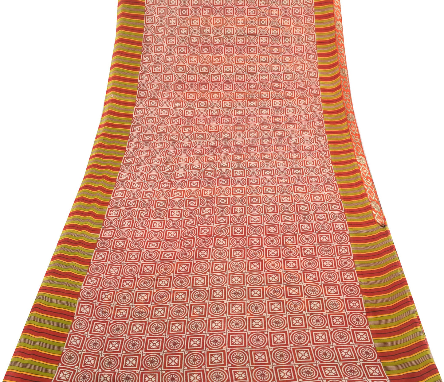 Sushila Vintage Red Floral Saree Pure Cotton Daily Wear Printed Craft Fabric