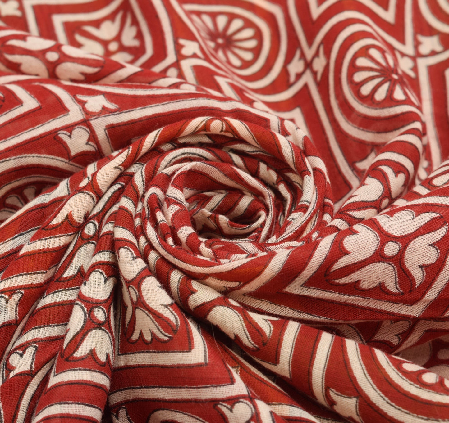 Sushila Vintage Red Floral Saree Pure Cotton Daily Wear Printed Craft Fabric