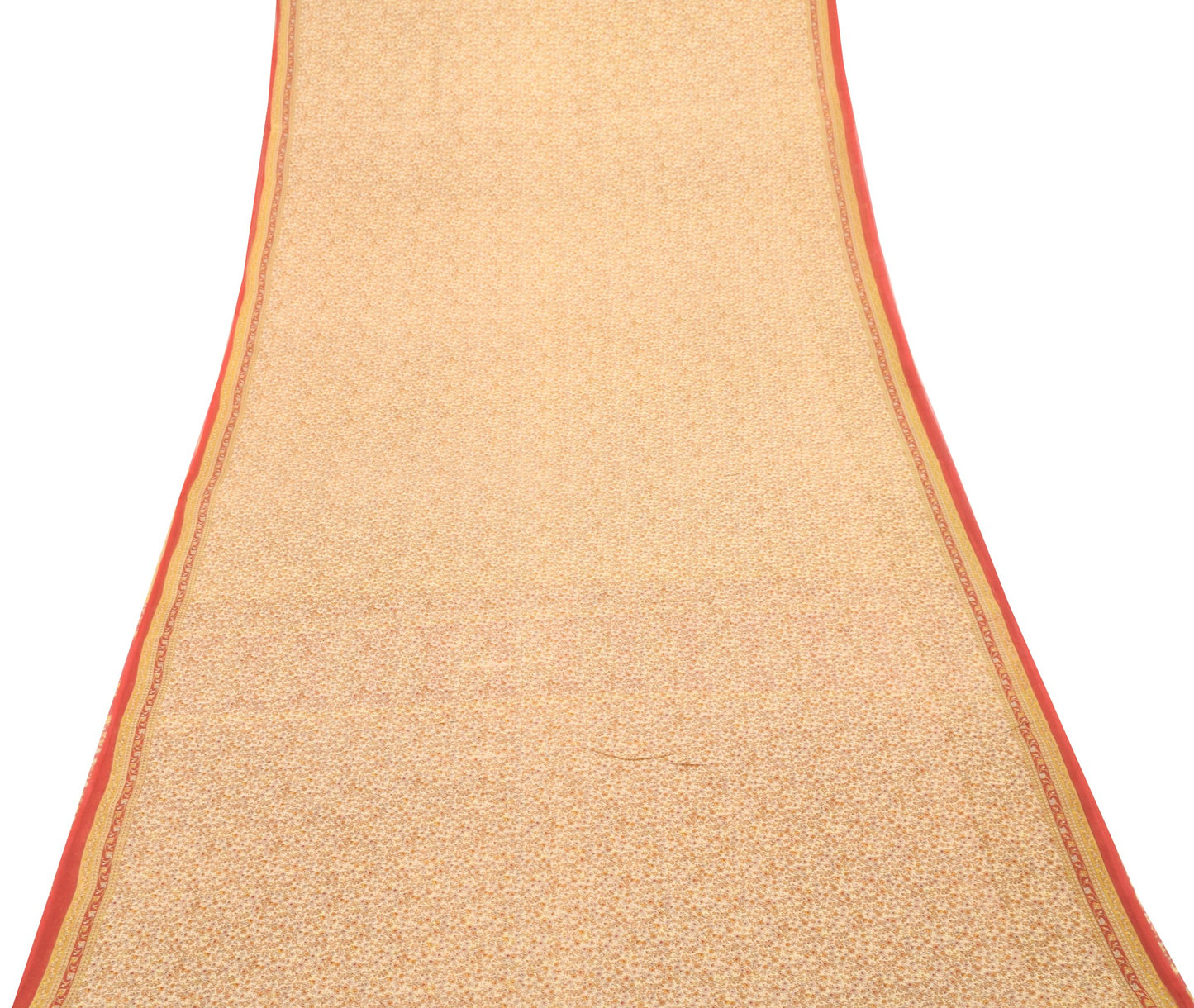 Sushila Vintage Cream Women Saree 100% Pure Cotton Printed Floral Craft Fabric
