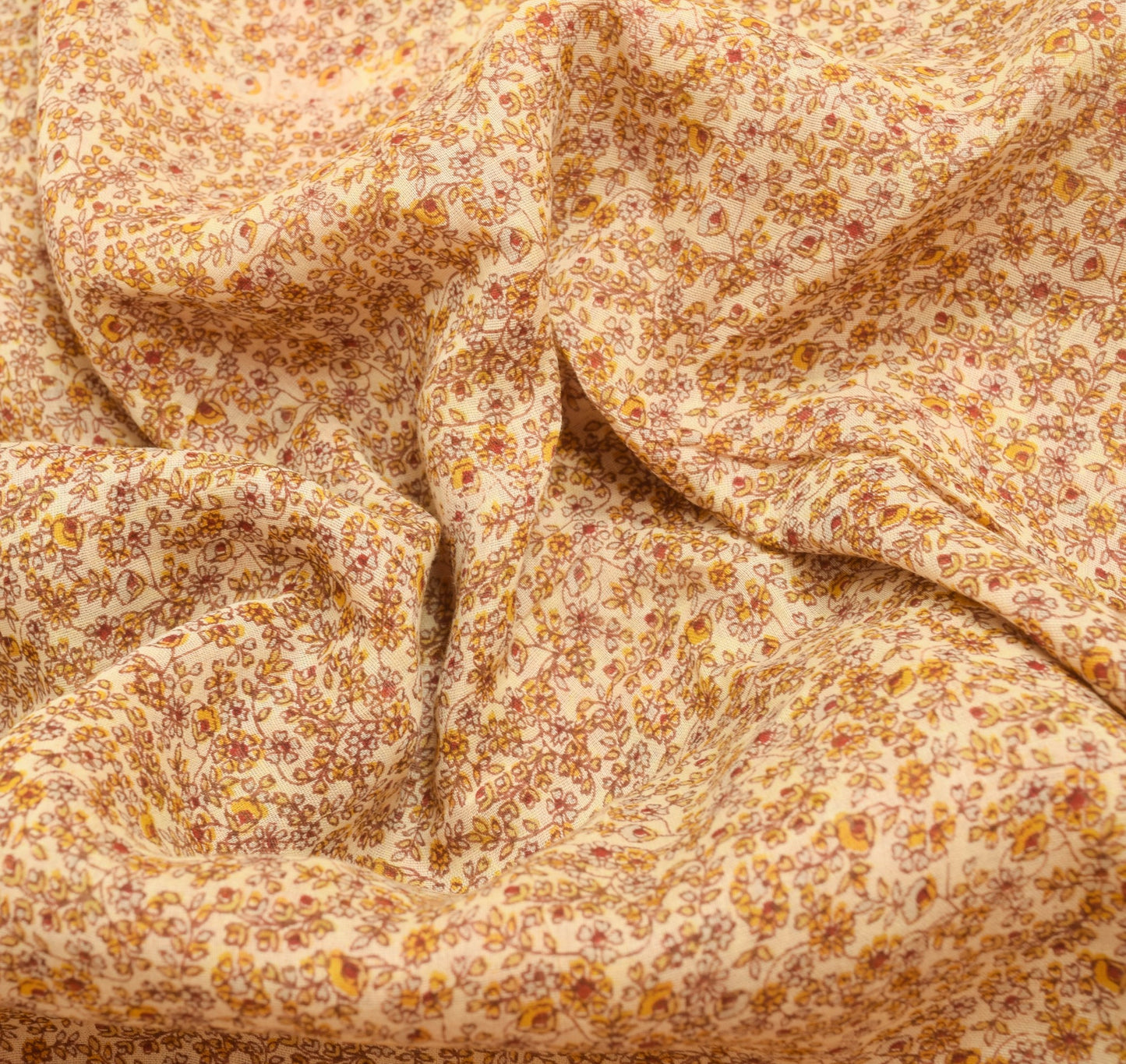 Sushila Vintage Cream Women Saree 100% Pure Cotton Printed Floral Craft Fabric