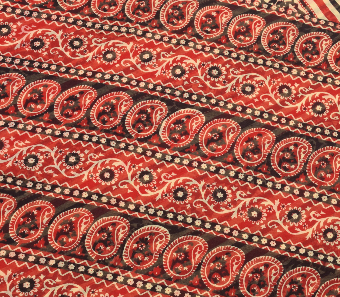 Sushila Vintage Black Saree 100% Pure Cotton Stripes Printed Soft Craft Fabric