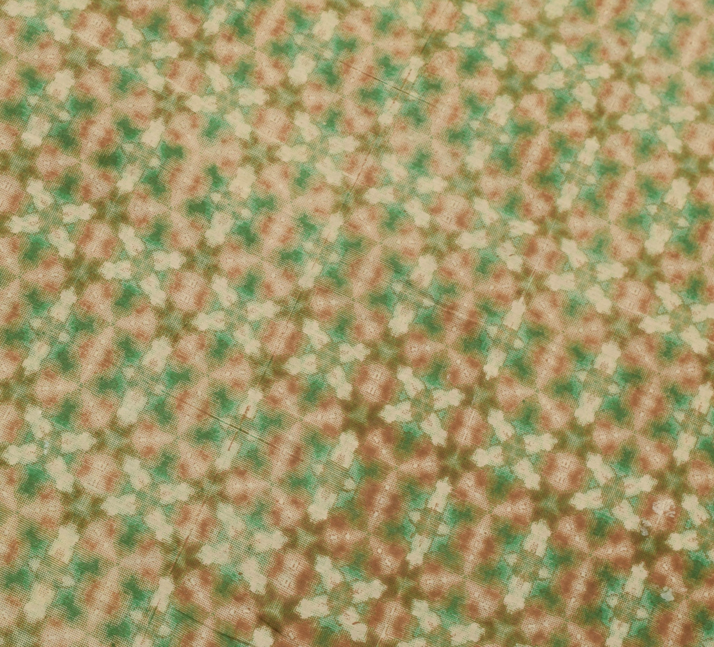 Sushila Vintage Green Antique Indian Saree 100% Pure Cotton Printed Craft Fabric