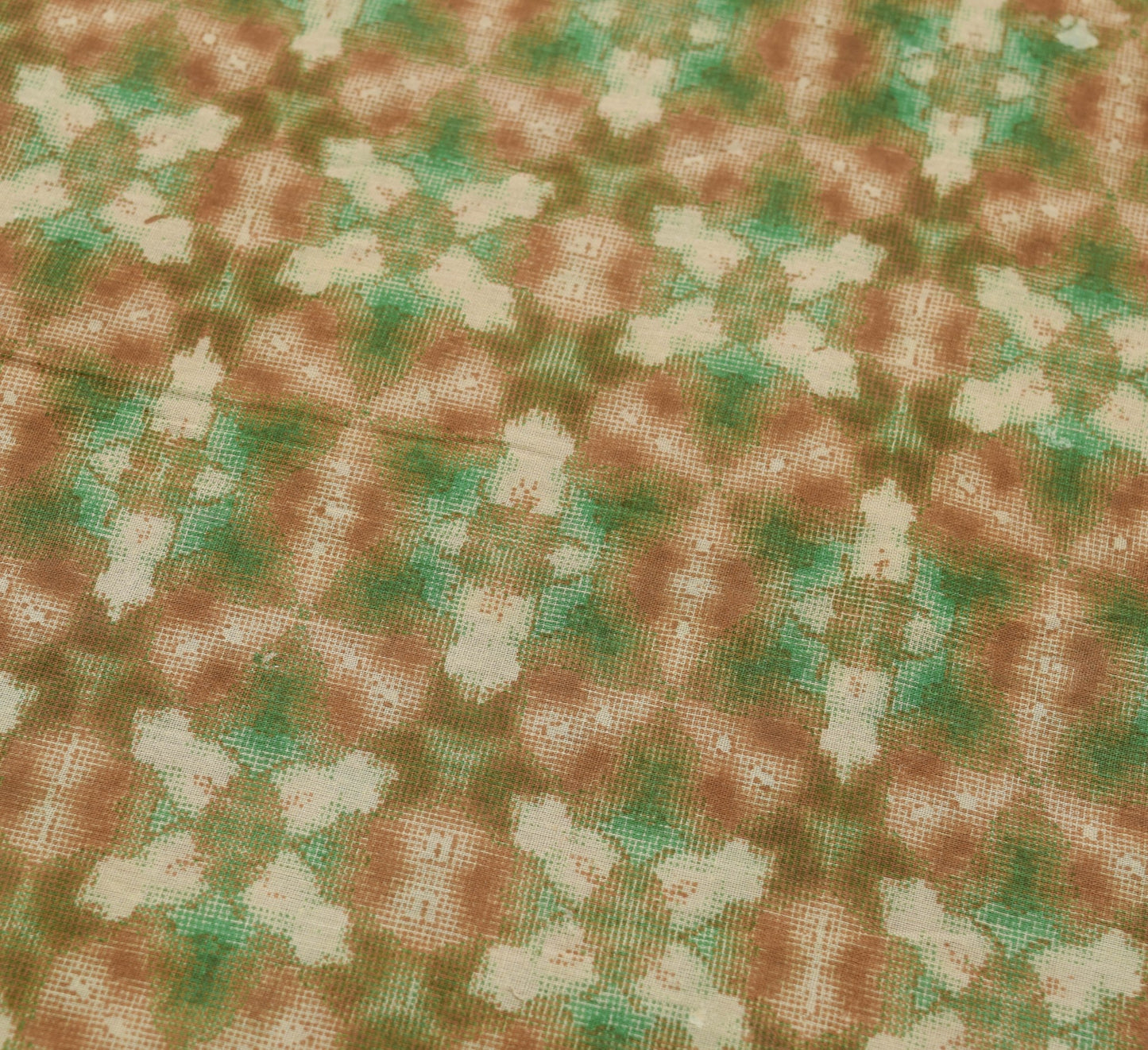 Sushila Vintage Green Antique Indian Saree 100% Pure Cotton Printed Craft Fabric