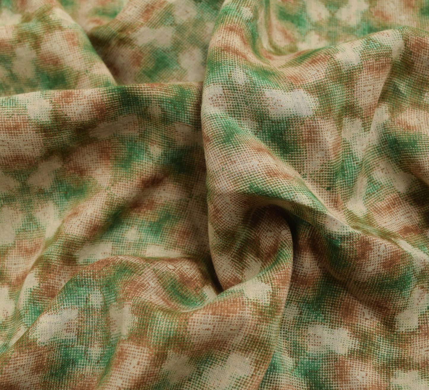 Sushila Vintage Green Antique Indian Saree 100% Pure Cotton Printed Craft Fabric