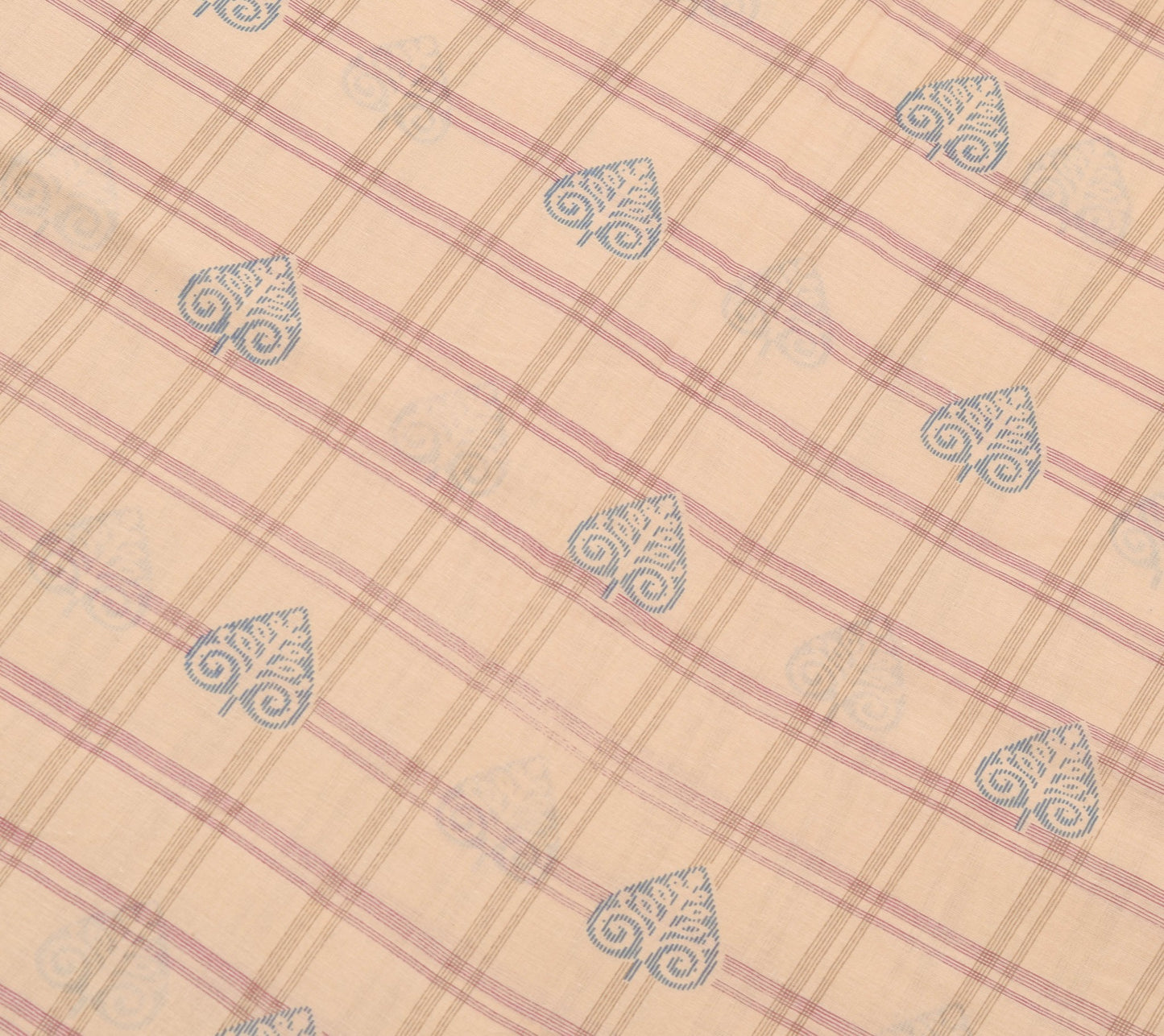 Sushila Vintage Brown Saree 100% Pure Cotton Checks Printed Soft Craft Fabric