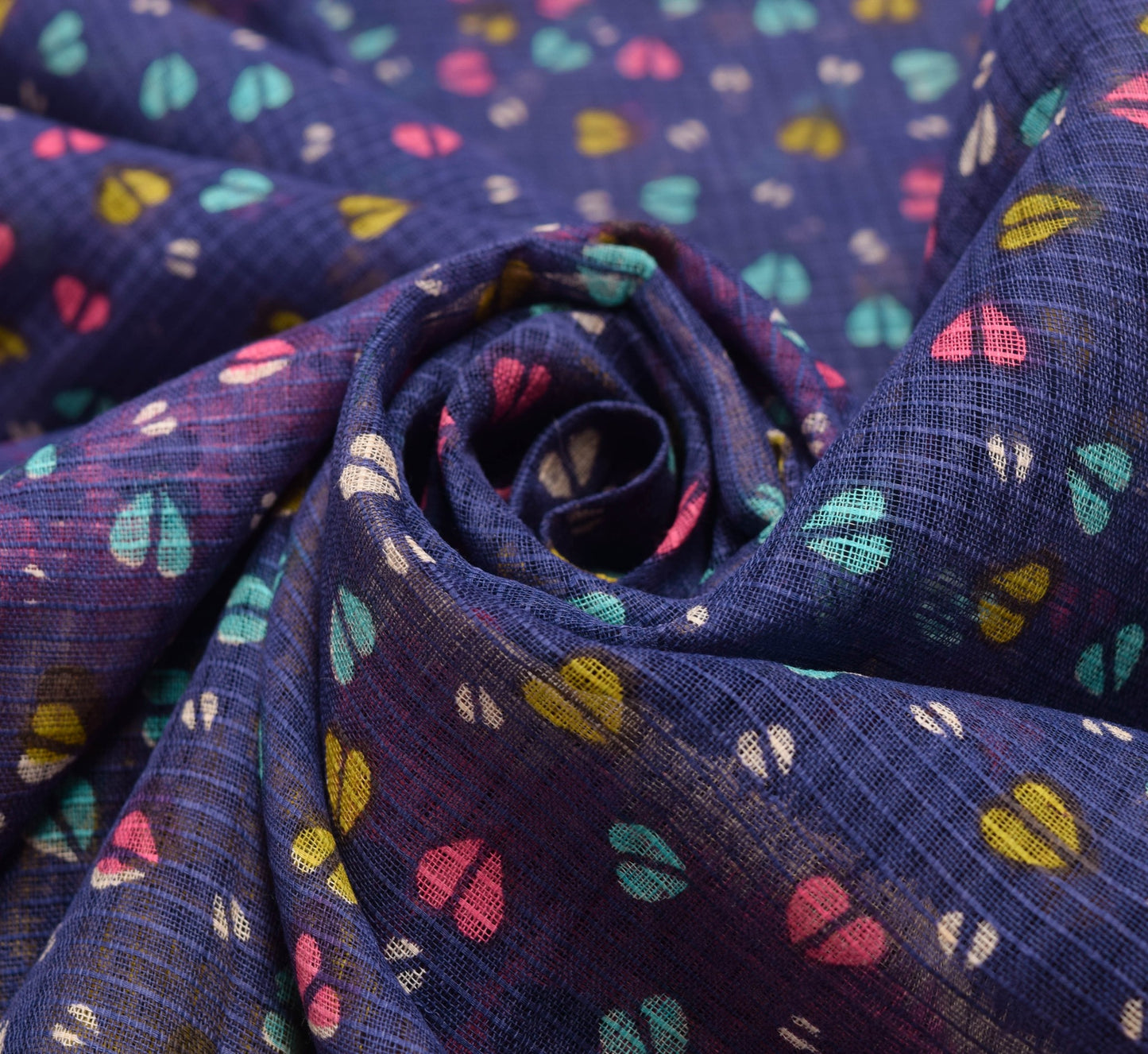 Sushila Vintage Blue Floral Saree 100% Pure Cotton Printed Women Craft Fabric