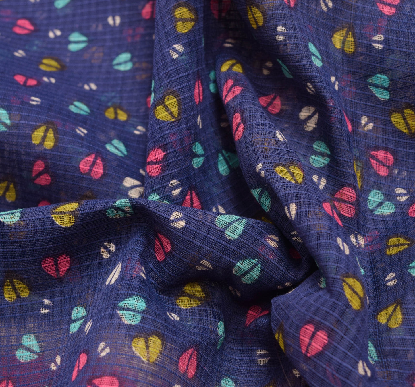 Sushila Vintage Blue Floral Saree 100% Pure Cotton Printed Women Craft Fabric