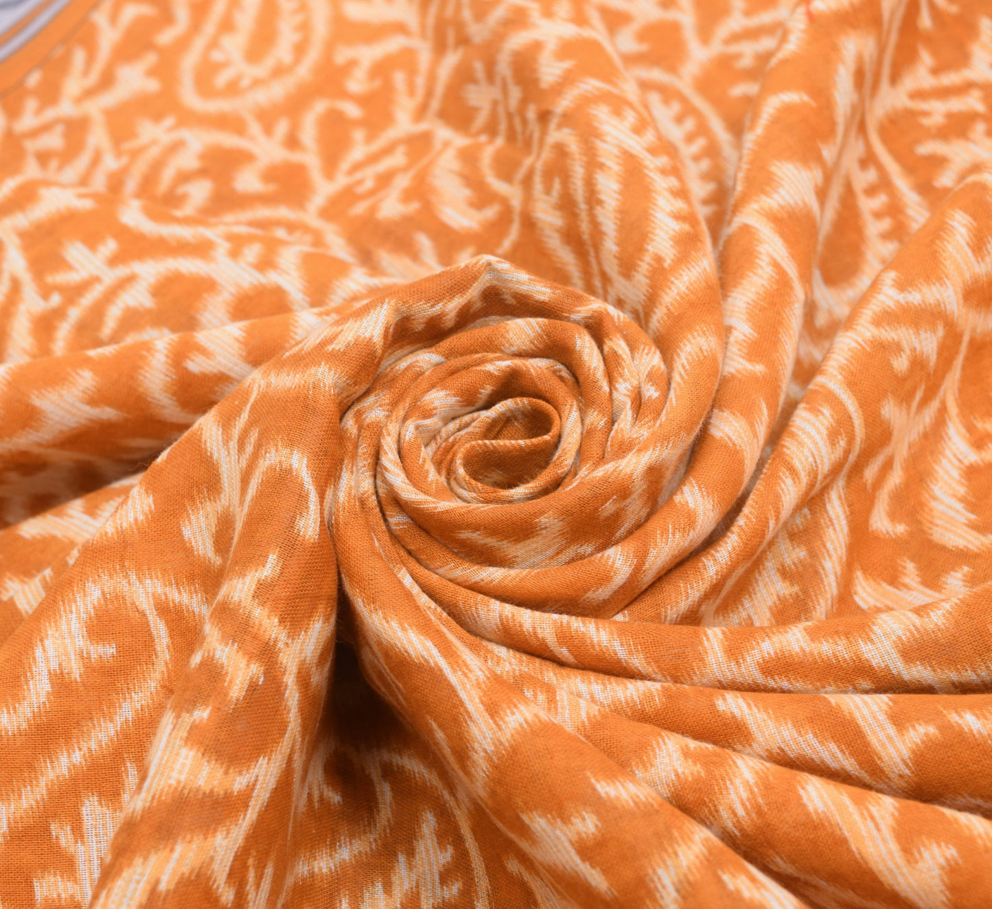 Sushila Vintage Mustard Paisley Saree 100% Pure Cotton Printed Soft Craft Fabric