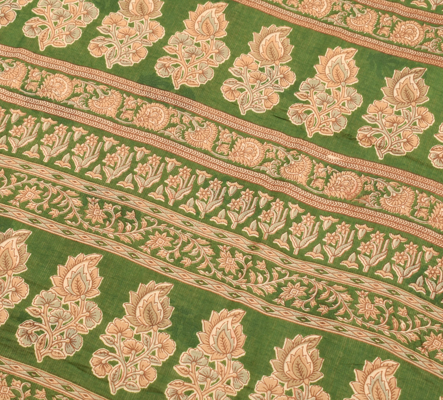 Sushila Vintage Brown Saree 100% Pure Cotton Printed Soft Craft Floral Fabric