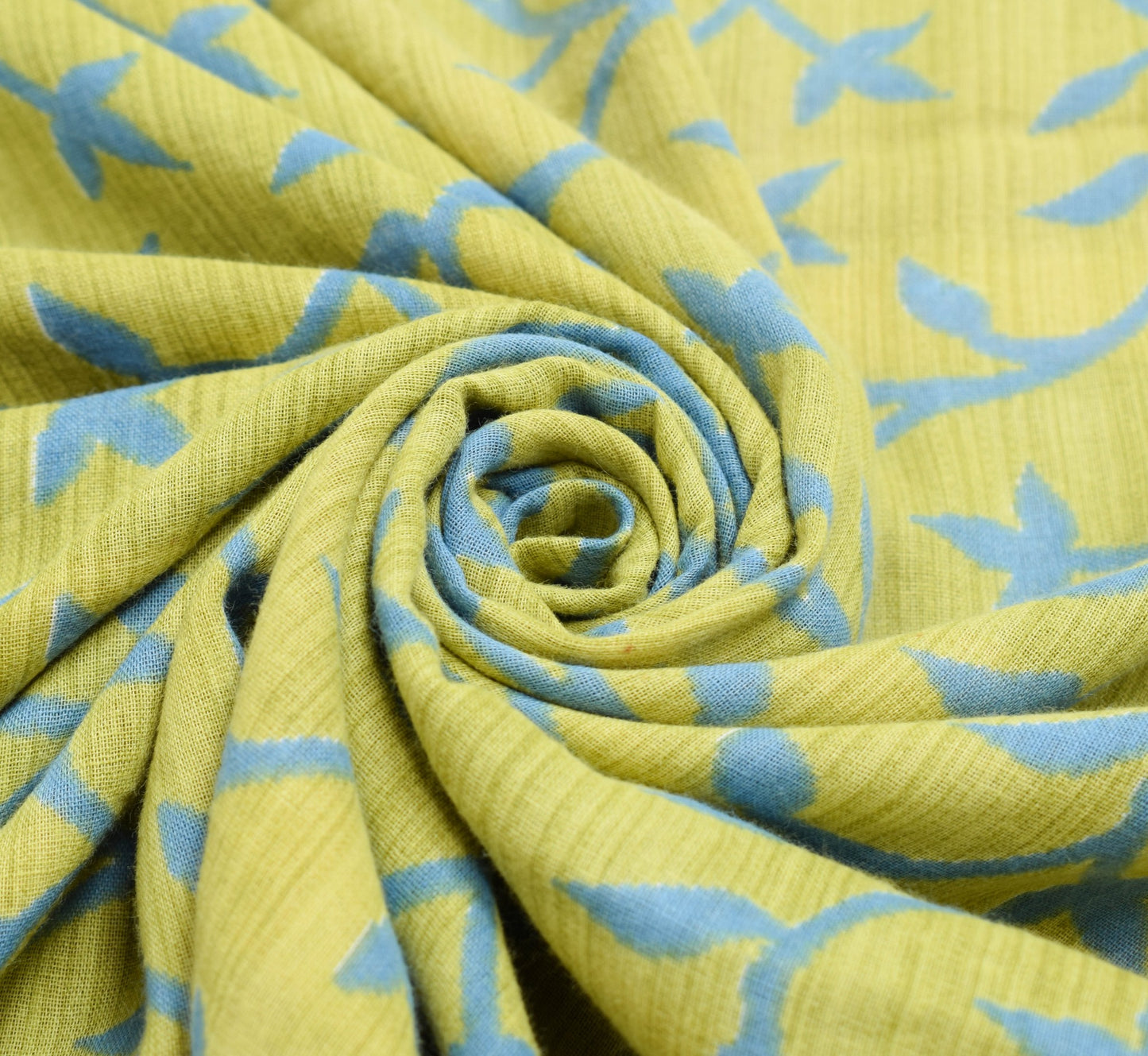 Sushila Vintage Saree 100% Pure Cotton Printed Green Floral Soft Craft Fabric