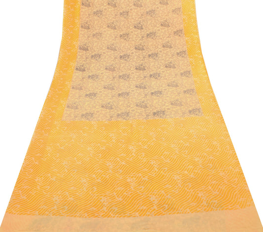 Sushila Vintage Yellow Saree Pure Cotton Kalamkari Printed Peacock Soft Fabric