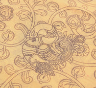 Sushila Vintage Yellow Saree Pure Cotton Kalamkari Printed Peacock Soft Fabric