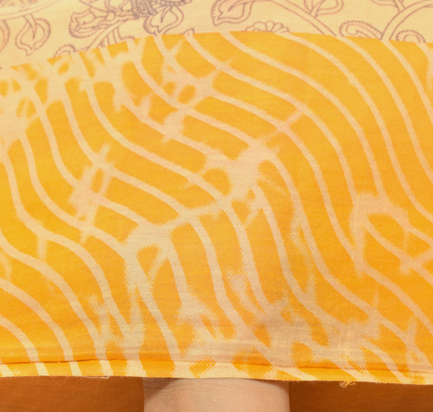 Sushila Vintage Yellow Saree Pure Cotton Kalamkari Printed Peacock Soft Fabric