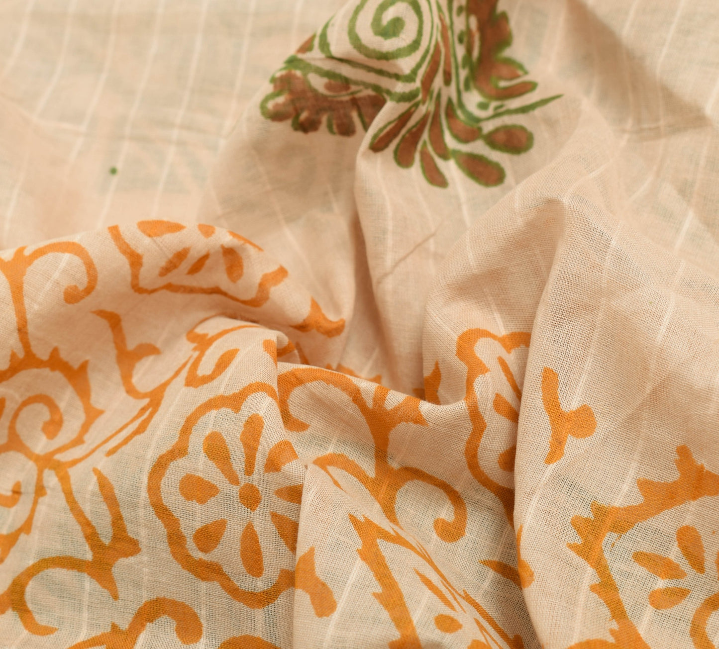 Sushila Vintage Light Brown Saree 100% Pure Cotton Printed Woven Craft Fabric