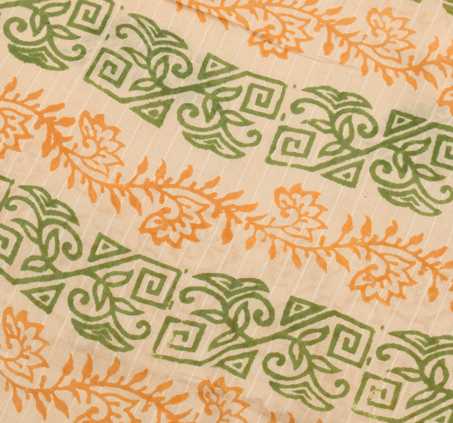 Sushila Vintage Light Brown Saree 100% Pure Cotton Printed Woven Craft Fabric