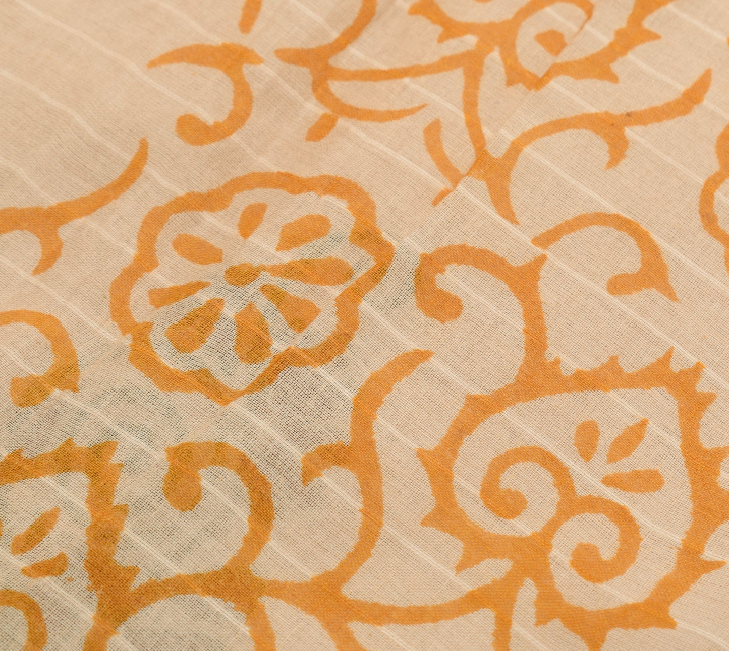 Sushila Vintage Light Brown Saree 100% Pure Cotton Printed Woven Craft Fabric