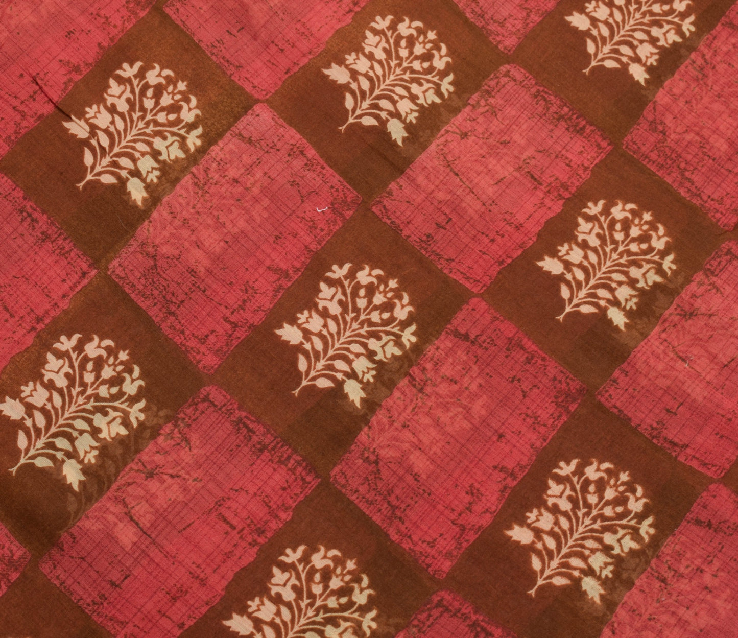 Sushila Vintage Brown Saree 100% Pure Cotton Printed Indian Soft Craft Fabric