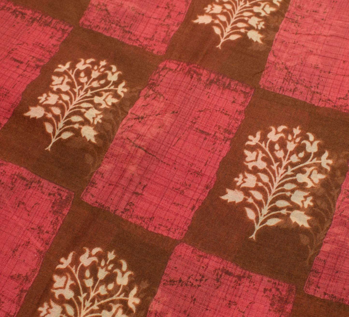 Sushila Vintage Brown Saree 100% Pure Cotton Printed Indian Soft Craft Fabric