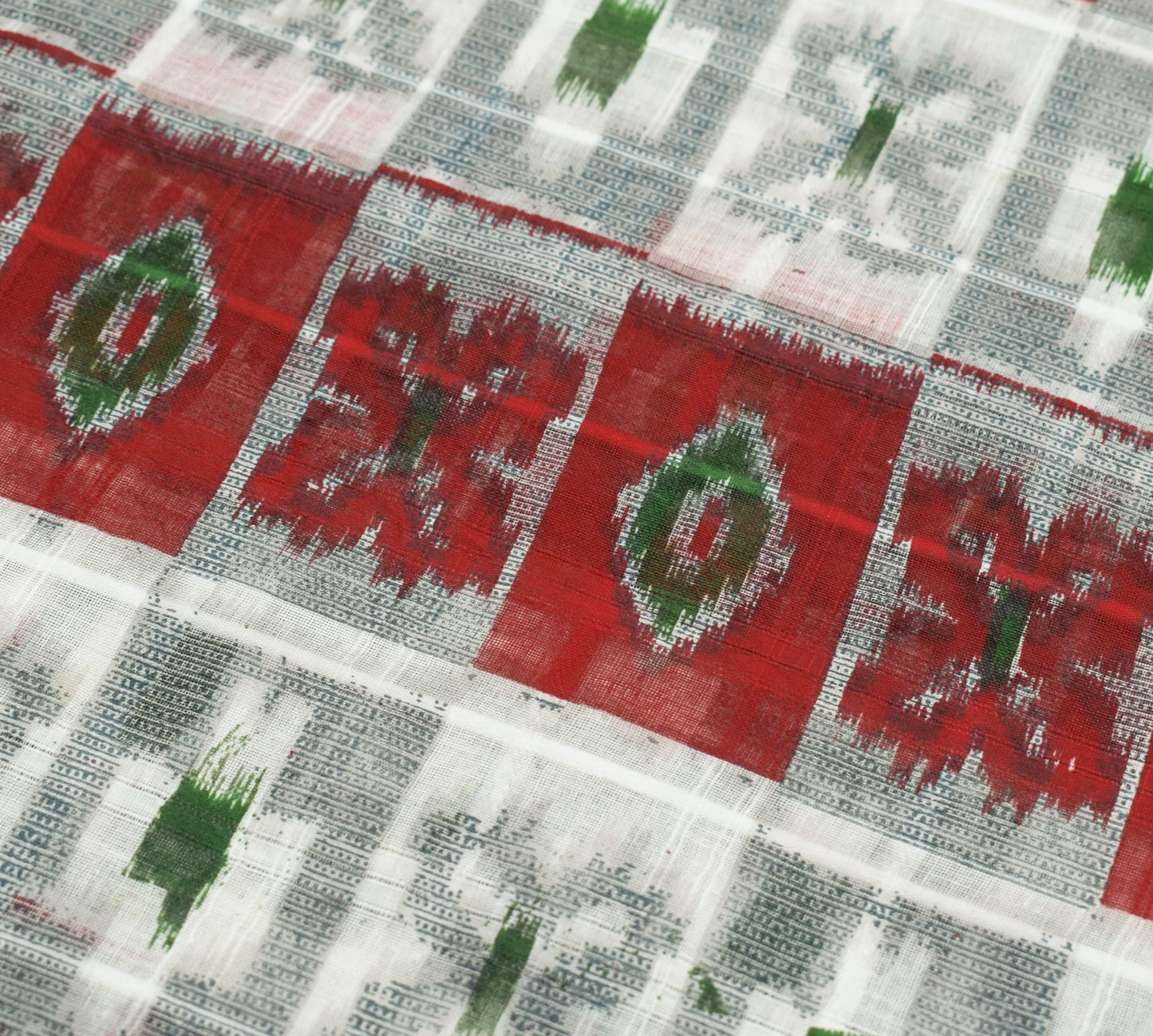 Sushila Vintage Red & Cream Saree 100% Pure Cotton Printed Indian Craft Fabric