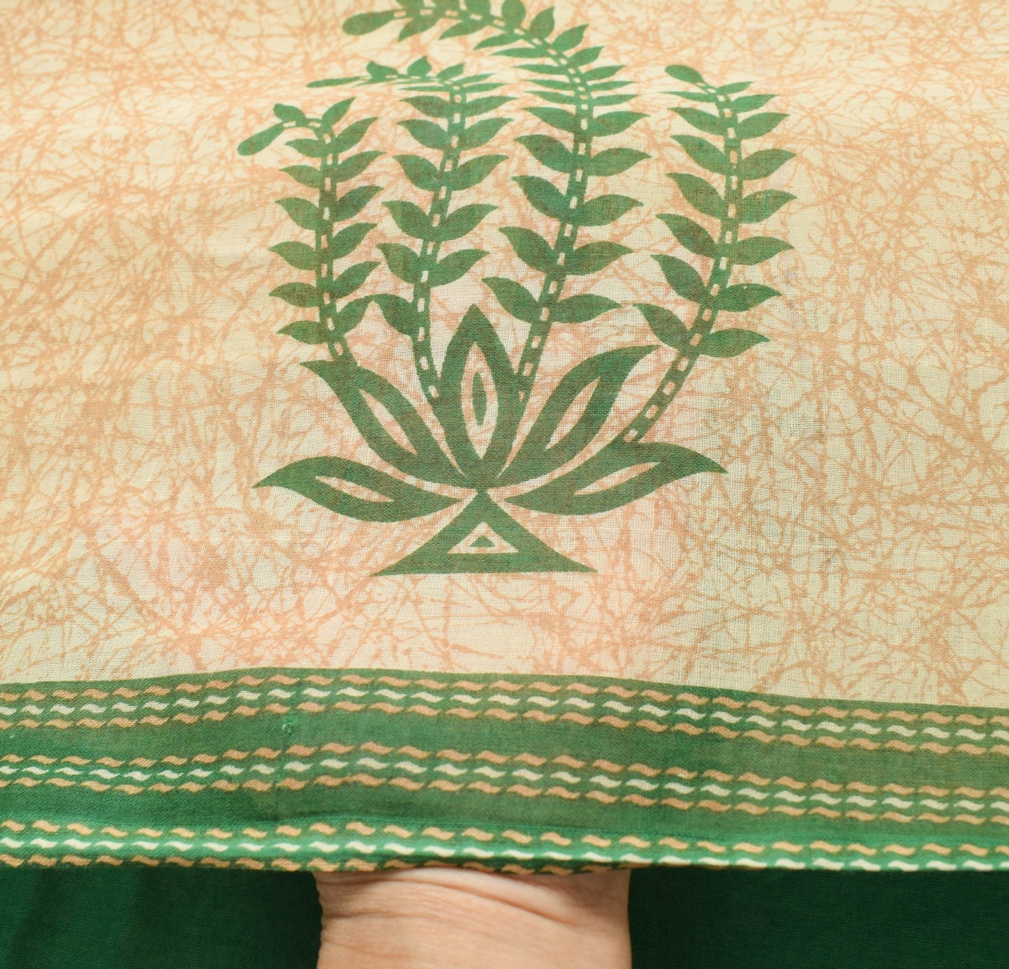 Sushila Vintage Cream Saree 100% Pure Cotton Printed Paisley Soft Craft Fabric