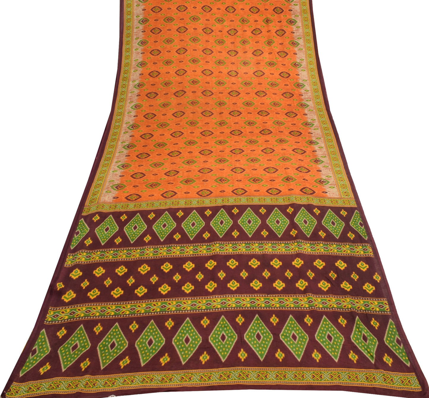 Sushila Vintage Rust Saree 100% Pure Cotton Printed Daily Wear Soft Craft Fabric